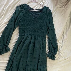 Elegant Green Long Sleeve Dress